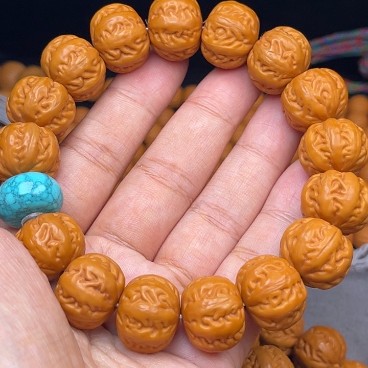 猴头核桃吊坠17麻花串绿