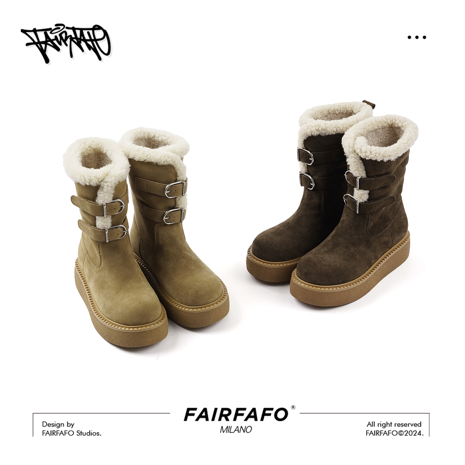 林肉肉【加绒厚底皮带扣毛毛靴】WD4XD0012