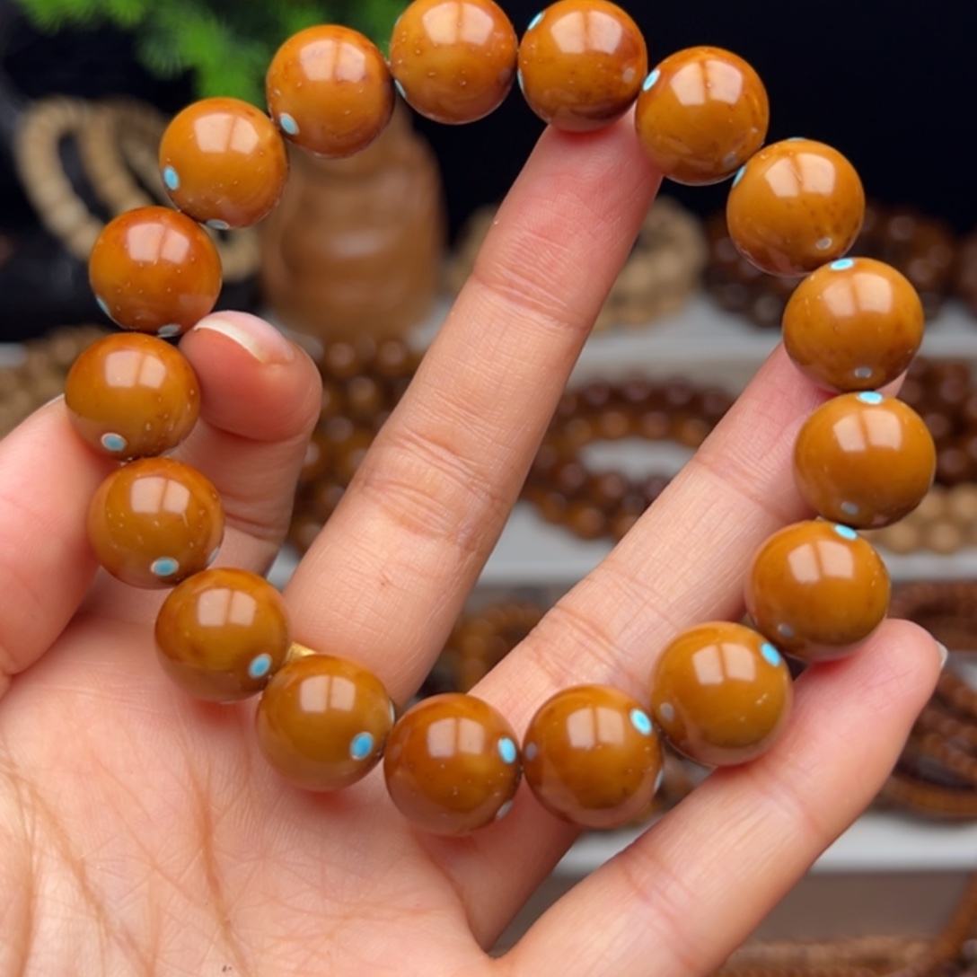 手串紫金鼠卡13半实心光珠 镶嵌款