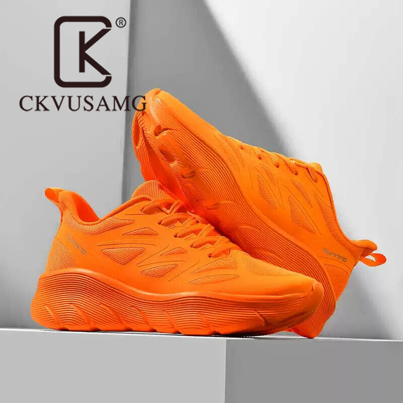 CKVUSAMG2025新款减震缓震运动鞋橙色橘色黑白跑步鞋健身跳操情侣