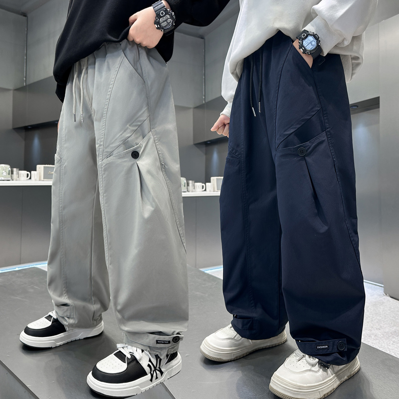  男童工装裤2025秋季新款男童裤子儿童秋装大童秋季阔腿束脚裤潮
