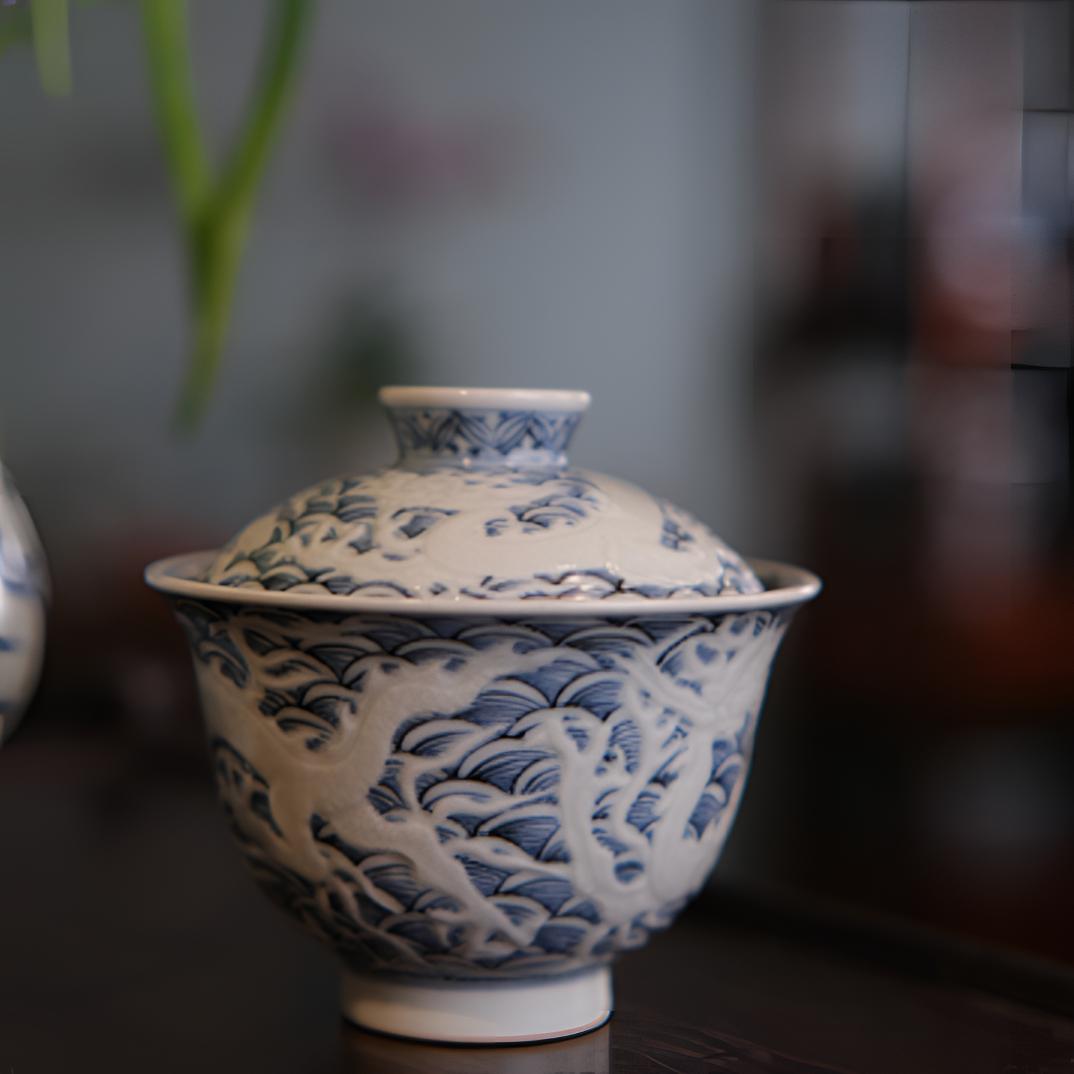 博陵造物三龙雕刻系列小白龙盖碗