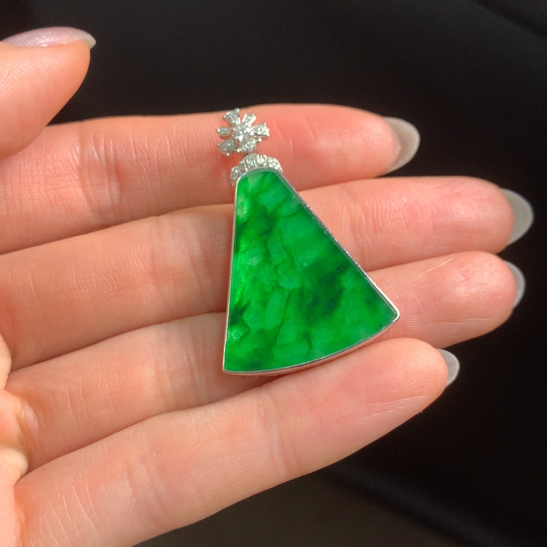 翡翠颈饰未镶嵌天然缅甸A货翡翠