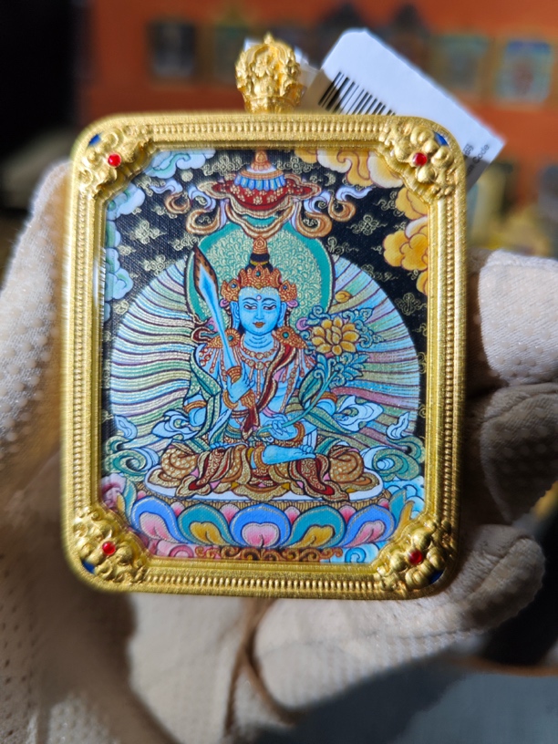 铜合金布艺吊坠 藏式风格虚空彩唐吊坠