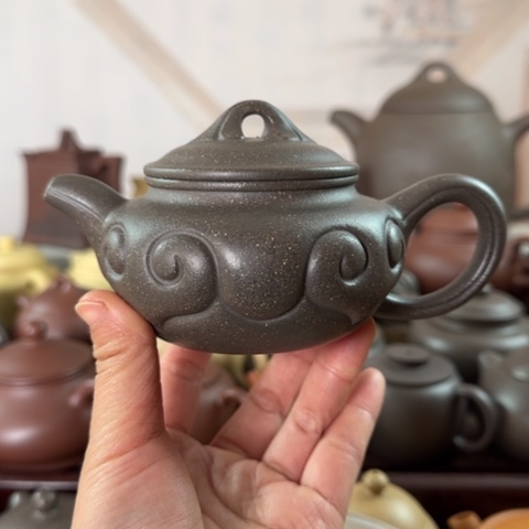 紫砂茶壶梨皮天青250cc