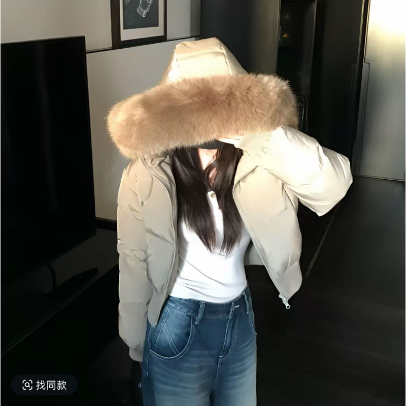 2025冬季小个子棉服女新款韩系潮保暖棉袄大毛领短款显瘦棉衣外套