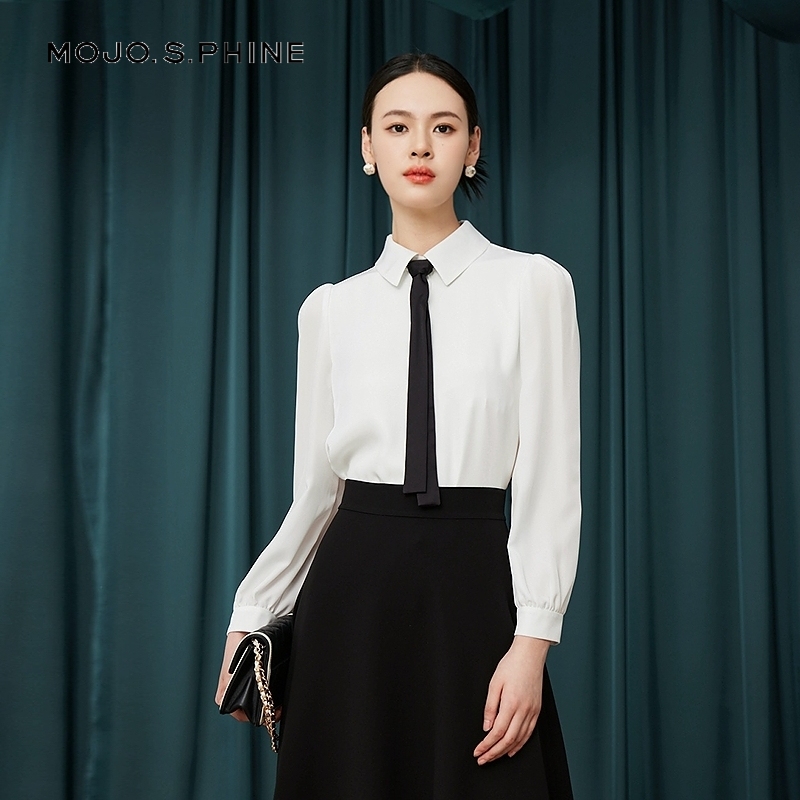 夏季轻职风衬衣2025年薄款白色气质优雅通勤衬衫-MOGC03WBL031W11