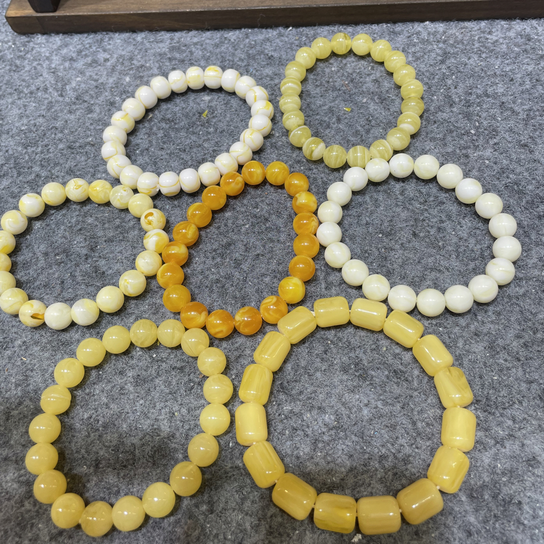 蜜蜡10毫米天然圆珠手串多种色系可选
