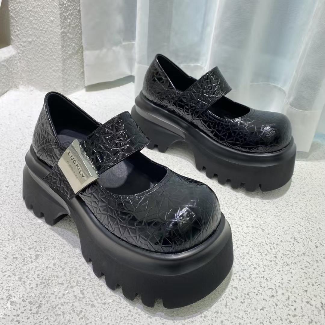 软底欧货时尚厚底增高一脚蹬复古拖潮鞋春秋德比英伦风225-1休闲