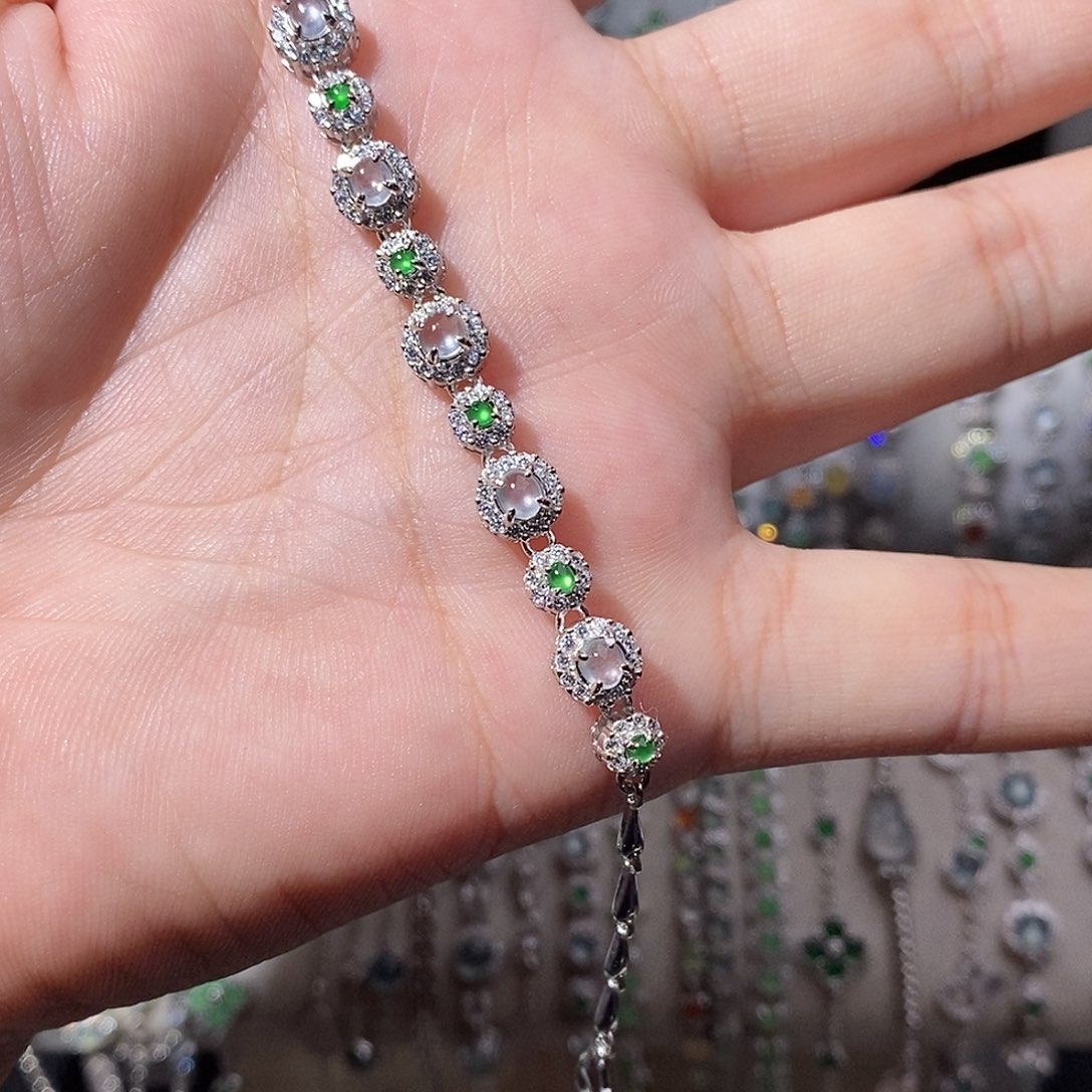 翡翠银S925镶嵌手链