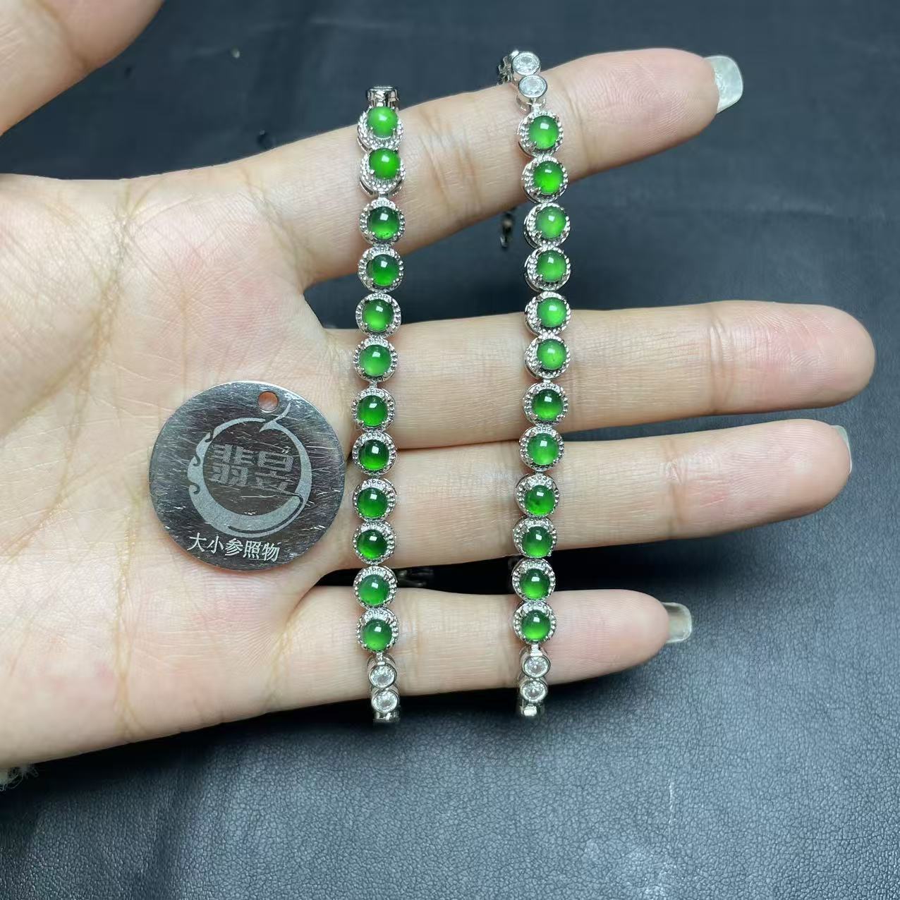 翡昱-N77-60541-天然A货翡翠手链-多样性发其一