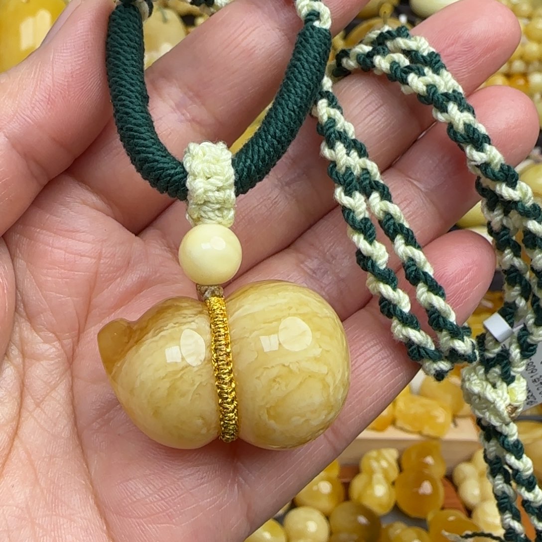 蜜蜡套链未镶嵌天然俄料虎皮妖花蜜蜡葫芦吊坠