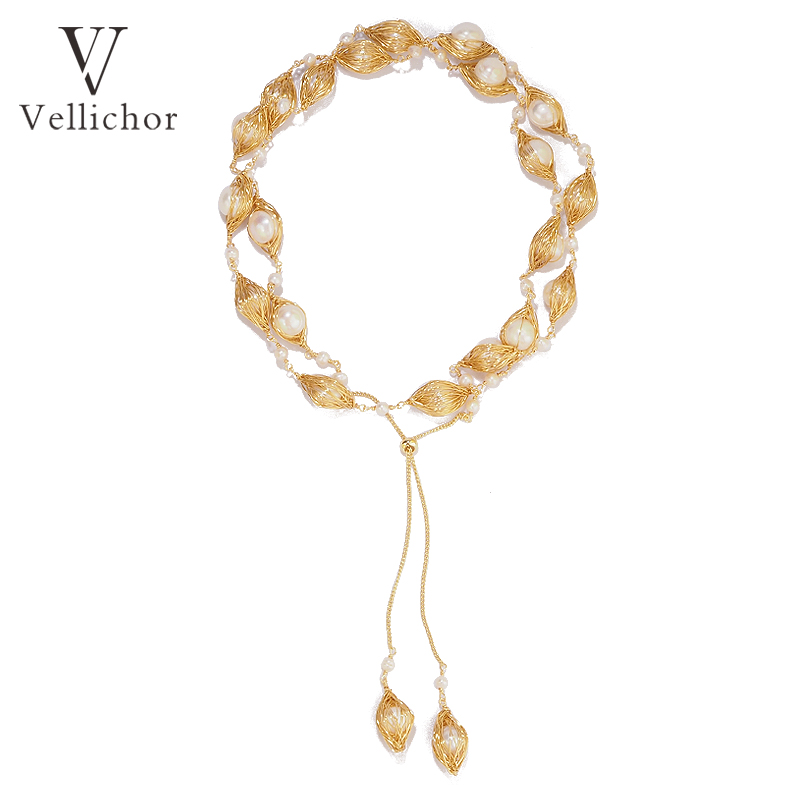 铜合金项链 抽拉可调节多种佩戴金枝玉叶项链长款毛衣链