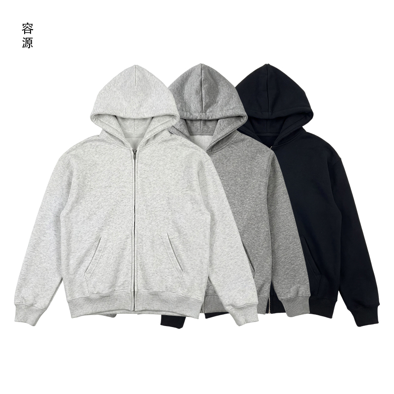 拉链百搭卫衣秋冬季连帽开衫款纯色长袖保暖开衫