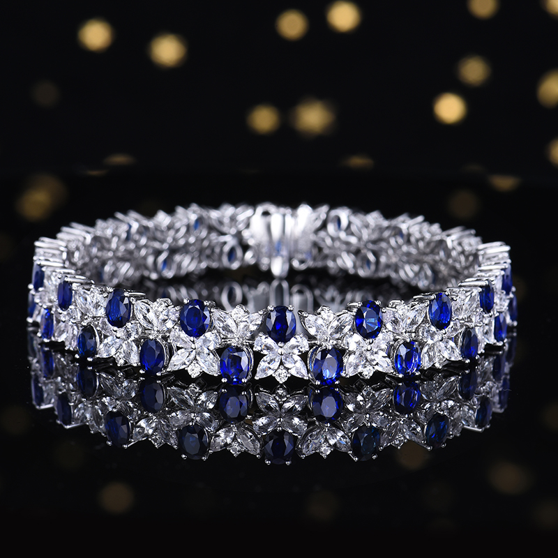 腕有引力 主石8.78克拉 18k金 天然斯里兰卡蓝宝石手链