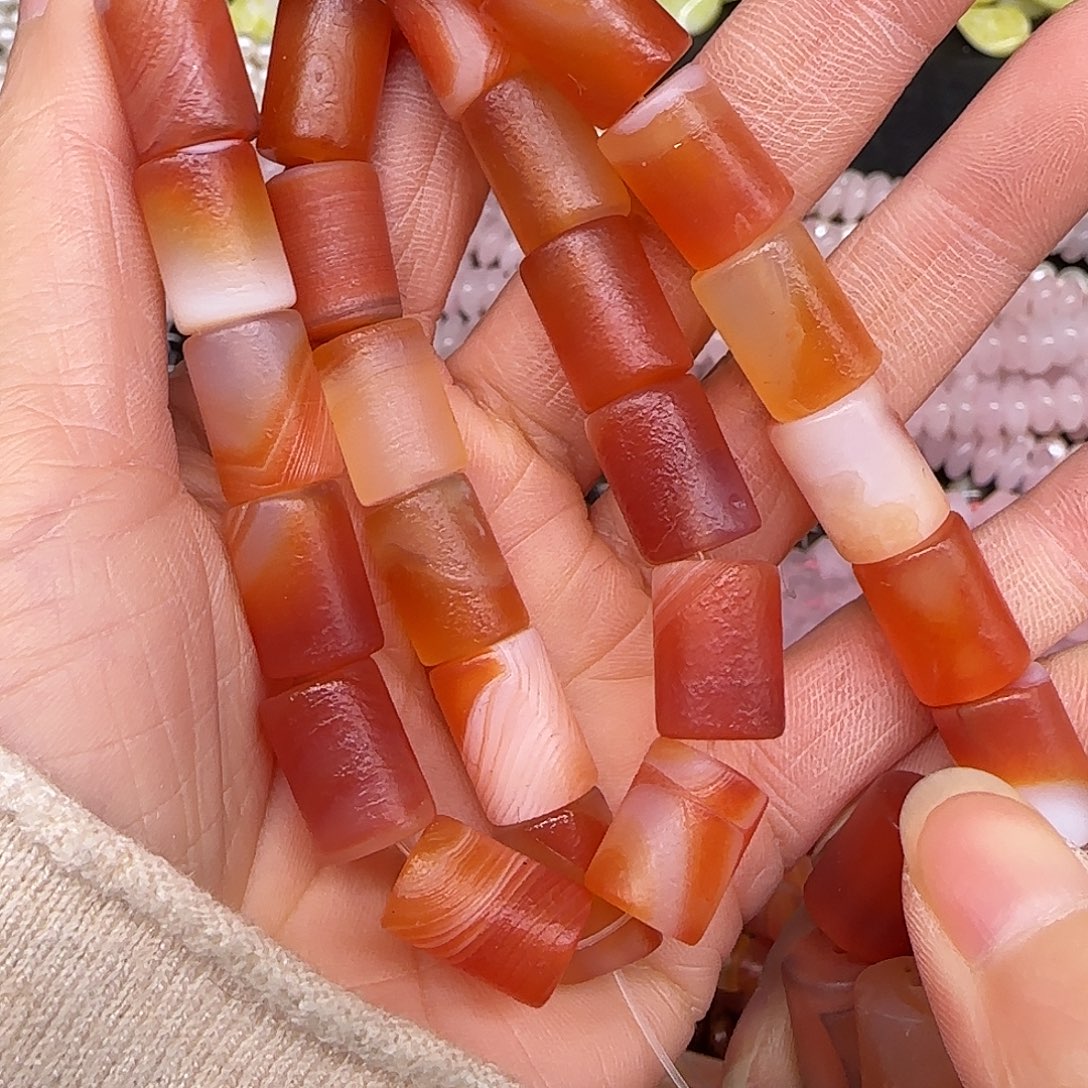 玛瑙/玉髓合金珠宝半成品哑光缠丝玛瑙10-14mm一条