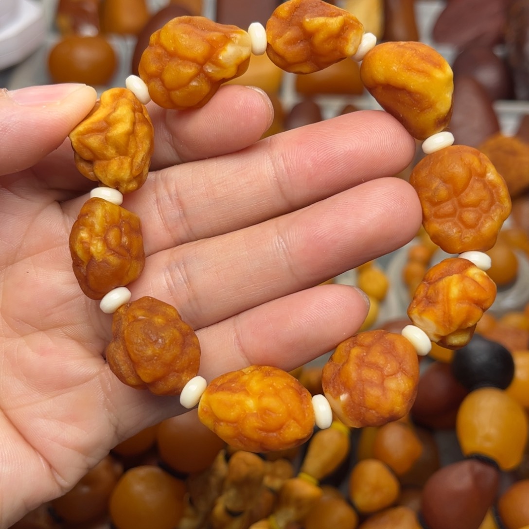 琥珀裸石未镶嵌天然蜜蜡手串