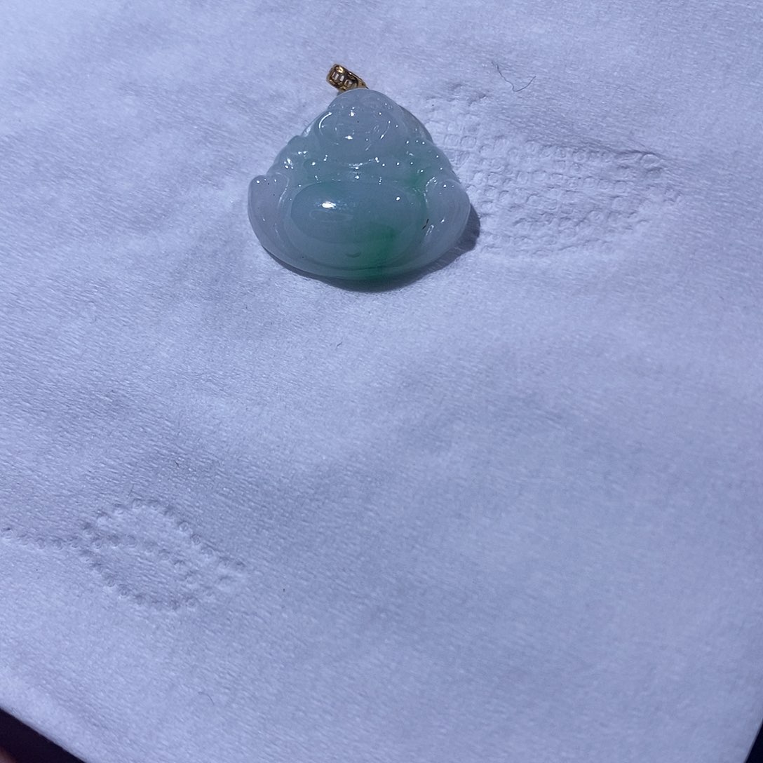 翡翠吊坠(不含链)18K金镶嵌