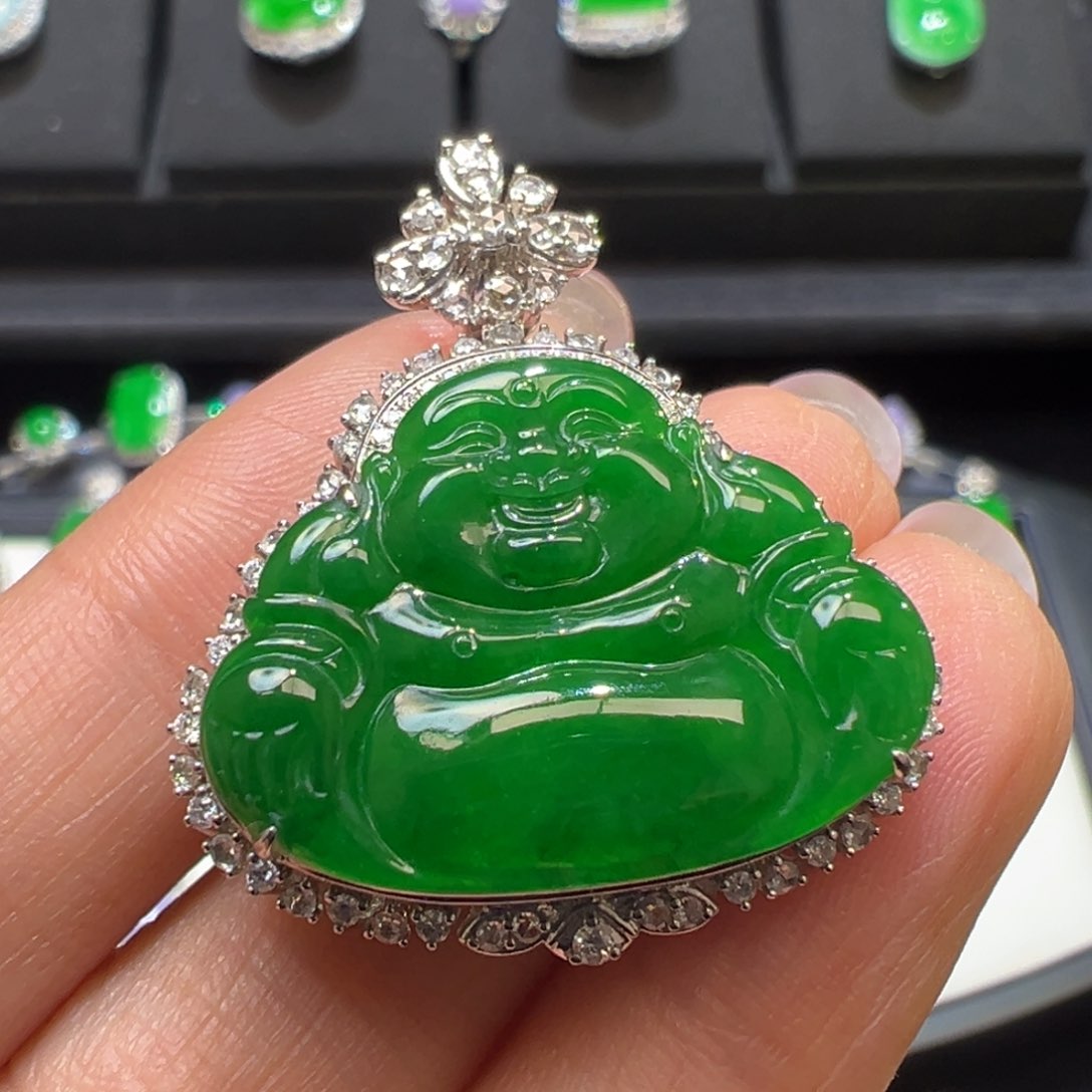 翡翠颈饰18K金镶嵌收到货48小时鉴赏期