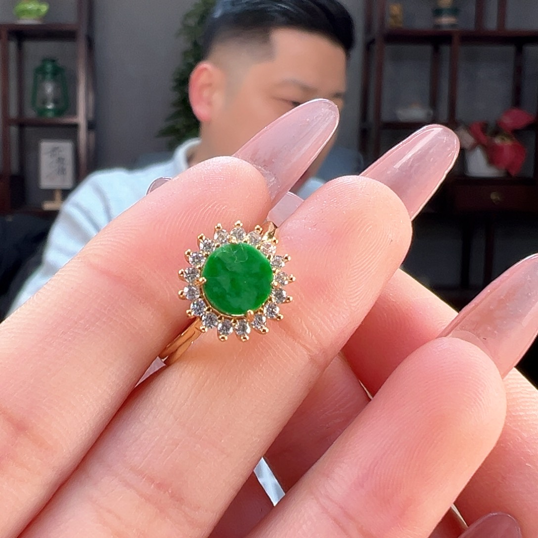 翡翠戒指银S925镶嵌戒指