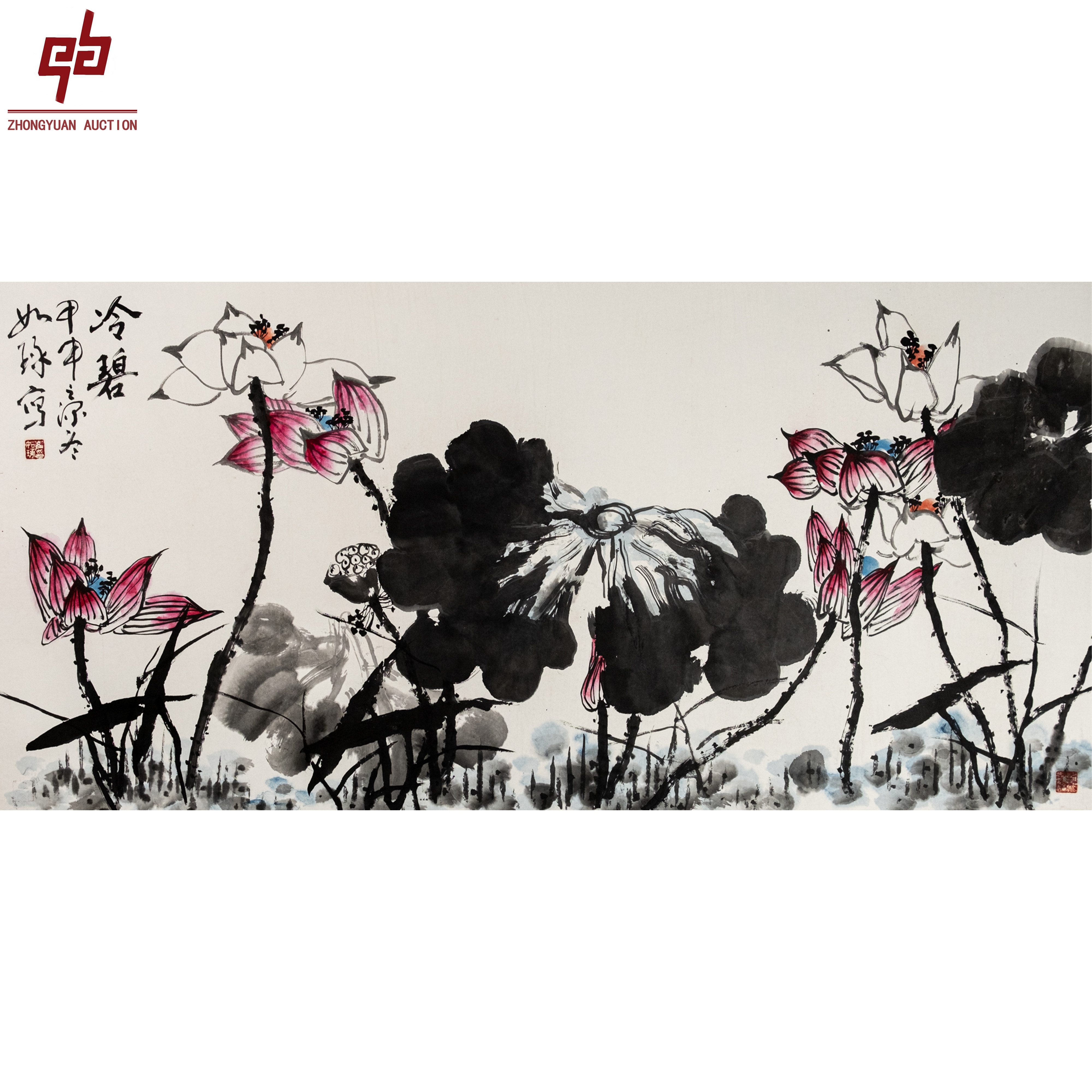 "lot8572 崔如琢 花鸟 镜片 138cm*69cm约8.6平尺"