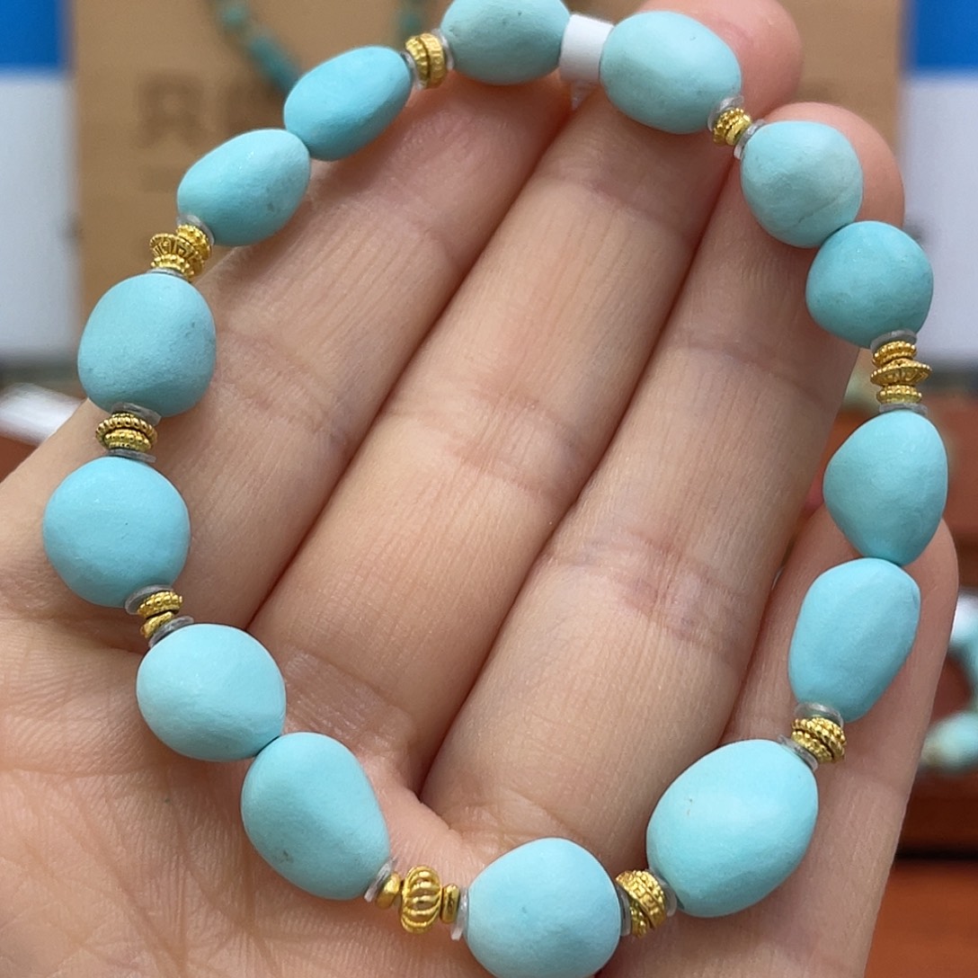 绿松石18K金镶嵌珠宝奇石