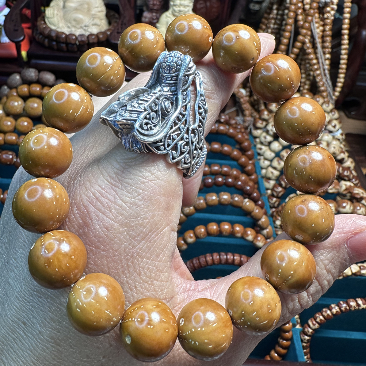 紫金鼠手串半实心光珠圆珠