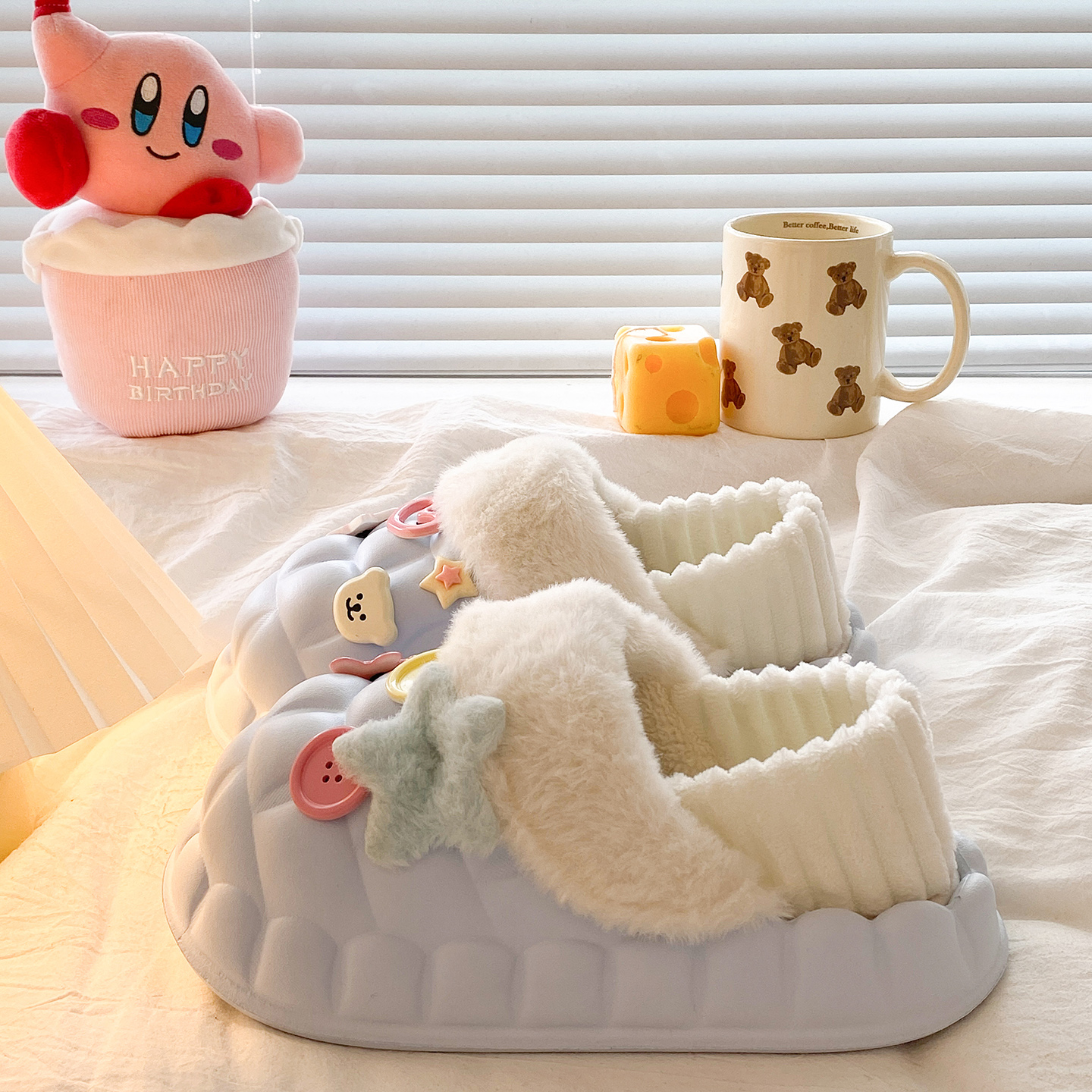 EVA学生宿舍冬季外穿包跟居家毛绒女款防滑包跟棉拖鞋