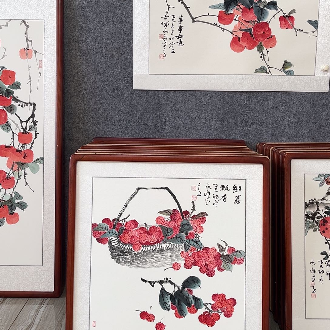 国画书画作品带框63×63