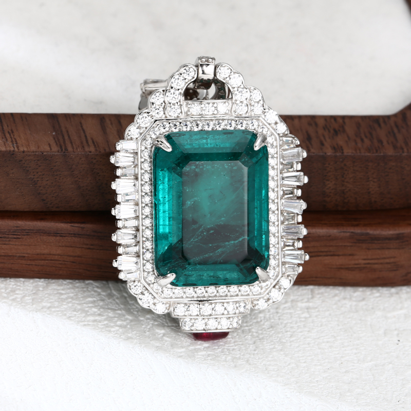 吊坠925银 镶石绿钻吊坠 百搭项链流行挂坠