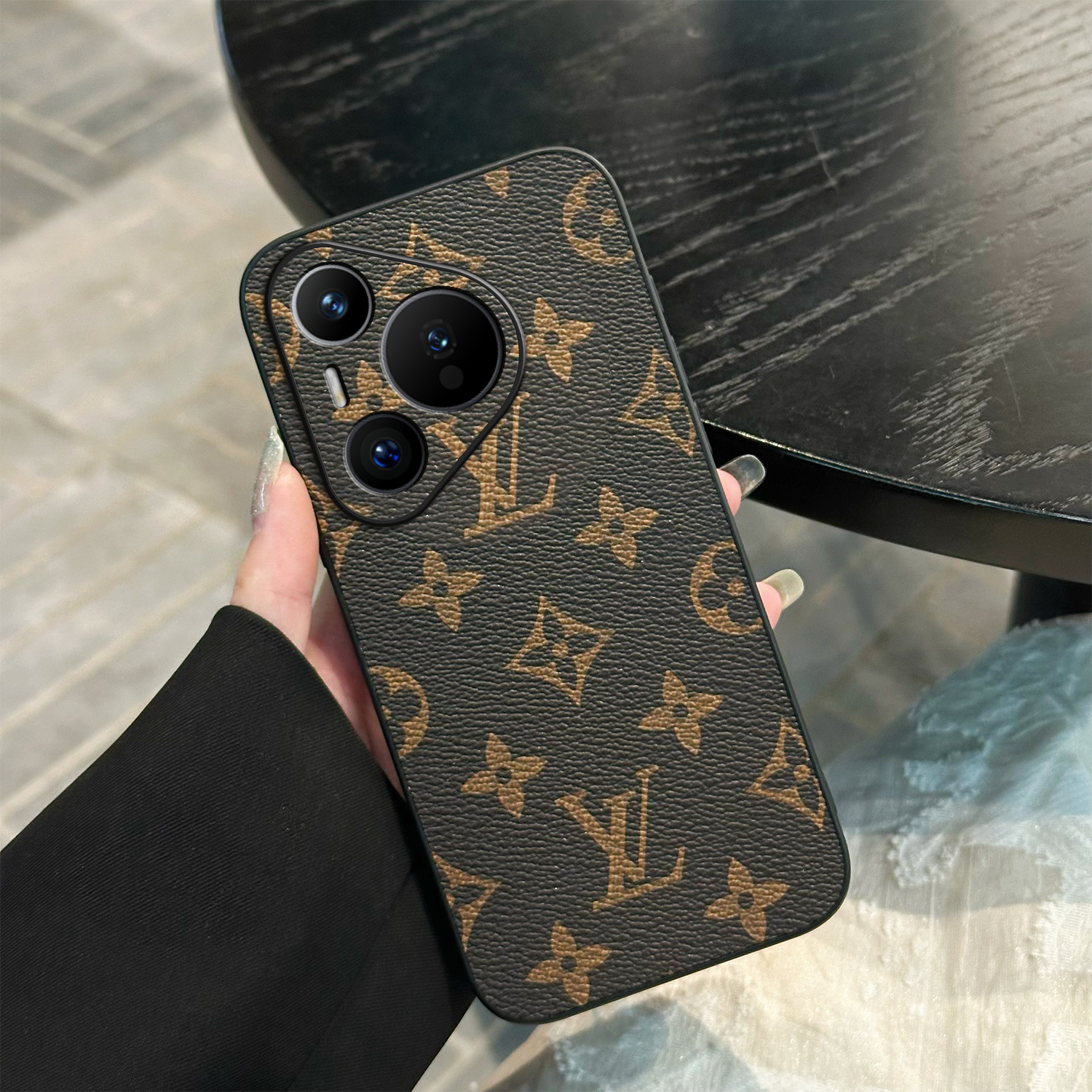 适用华为pura80手机壳mate70pro新款高档皮质pura70ultra防摔老花