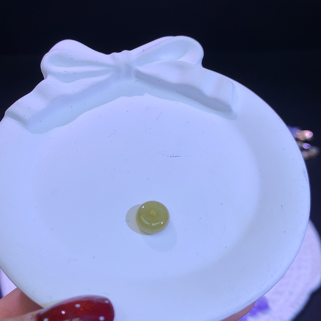 散珠翡翠天然缅甸翡翠黄翡扣子卡9.3厚4.3