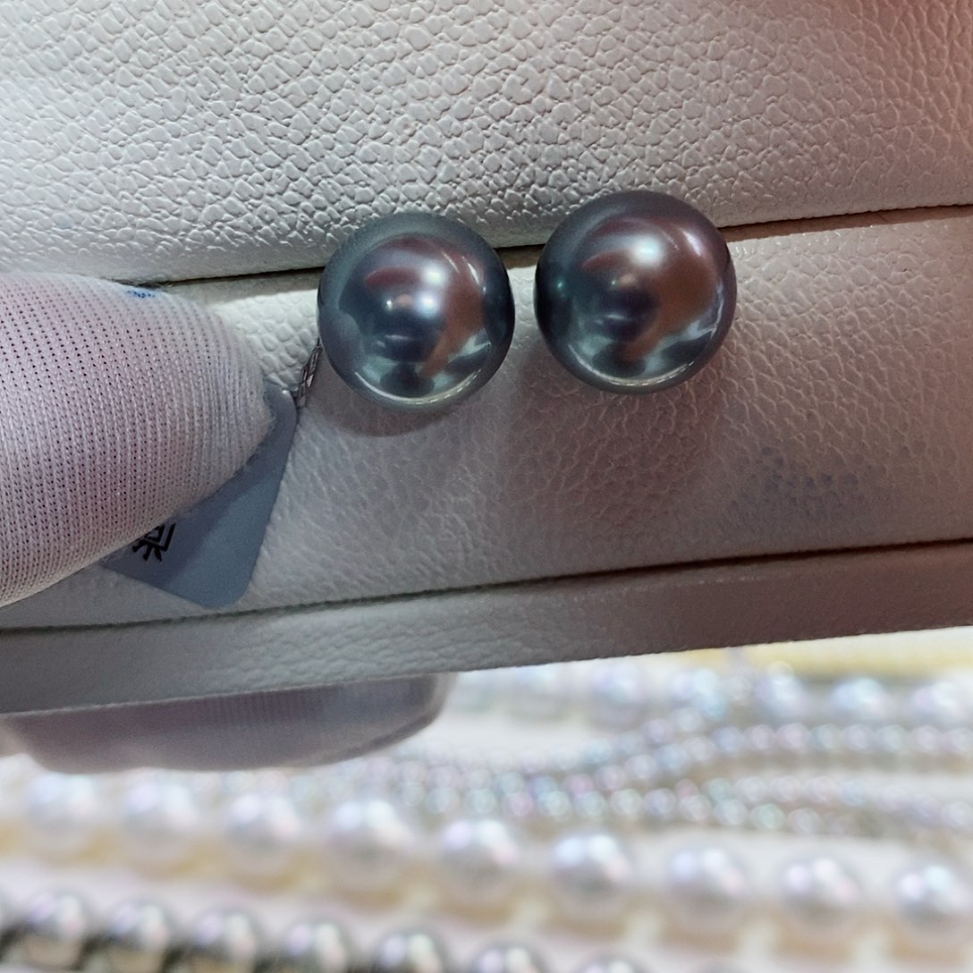 18K金镶嵌耳饰海水珍珠11-12