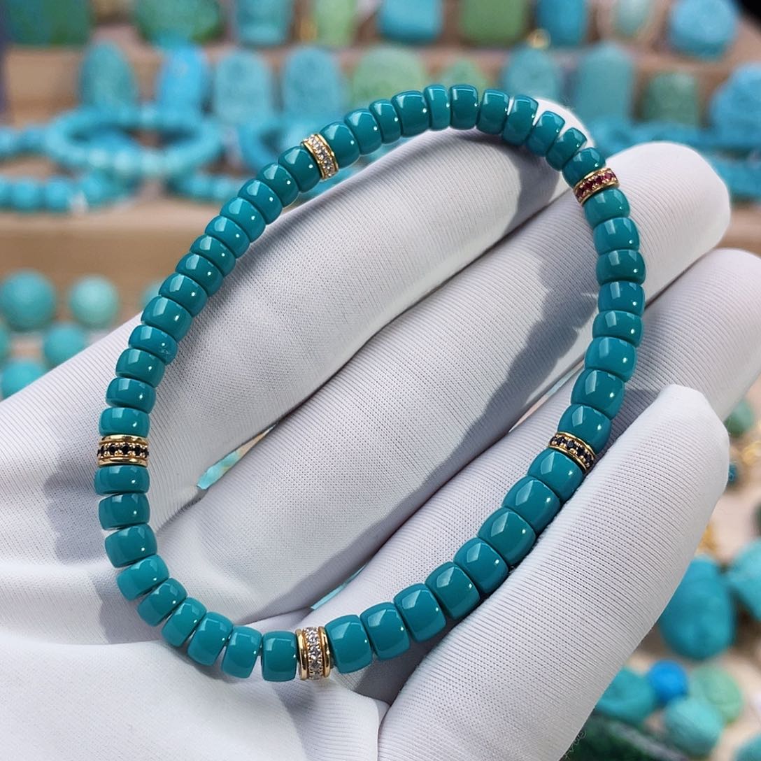 绿松石珠宝奇石18K金镶嵌