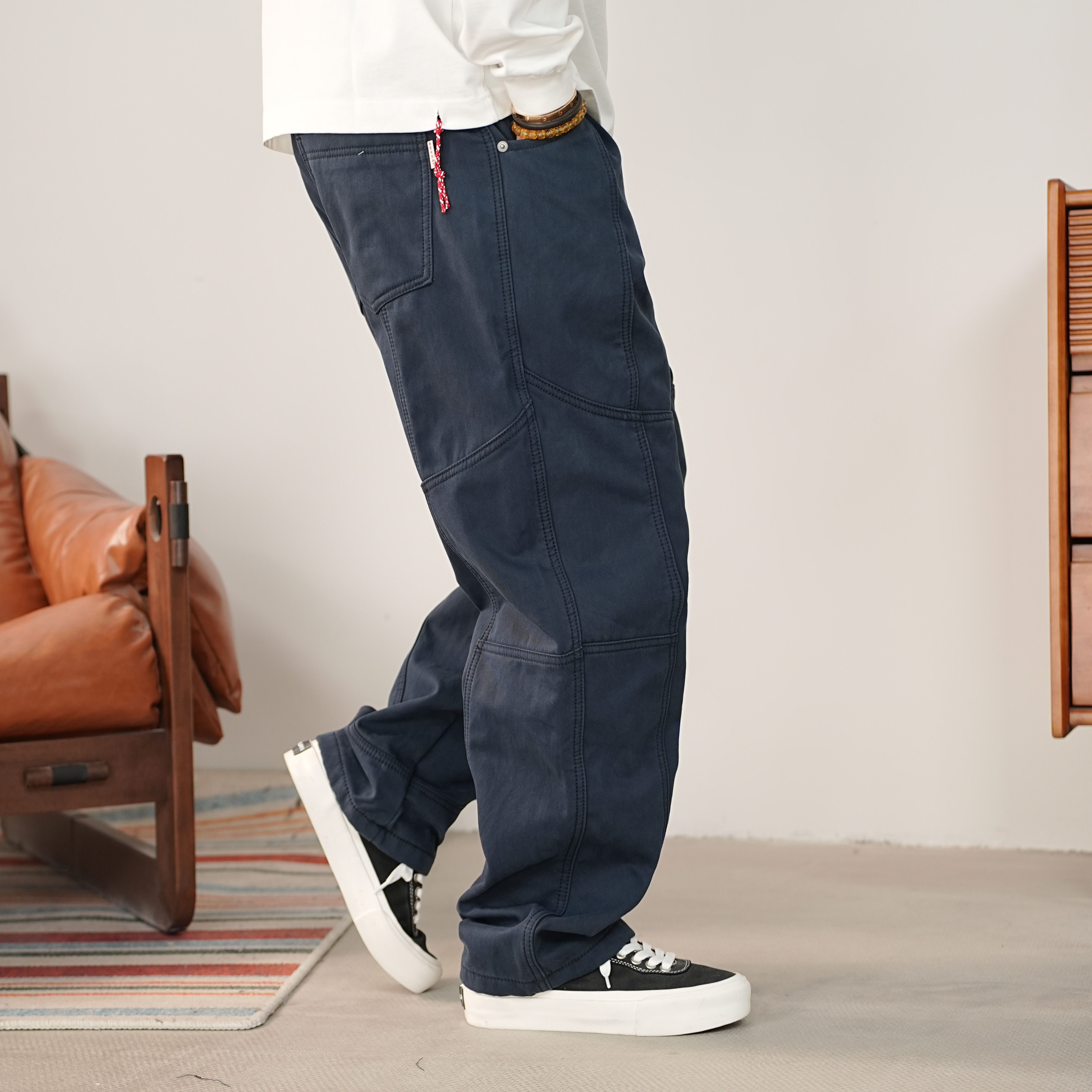 25FW冬季日系加绒结构型立体休闲裤复古宽松休闲长裤百搭通勤款