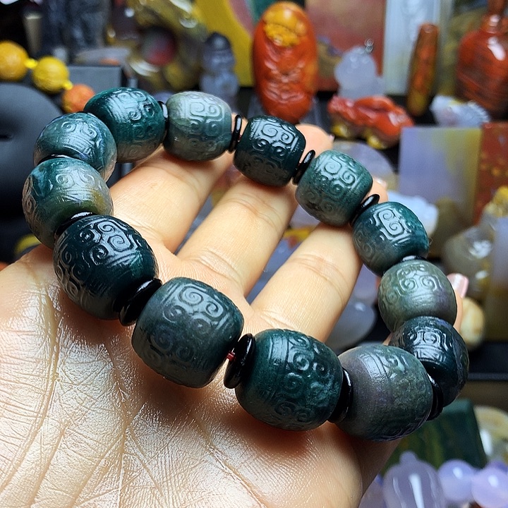 硅化玉未镶嵌手串树化玉雕刻手串