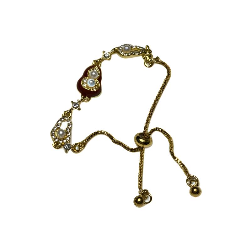 合金手链 抽拉男女通用中国风时尚素款可调节复古风葫芦女手链