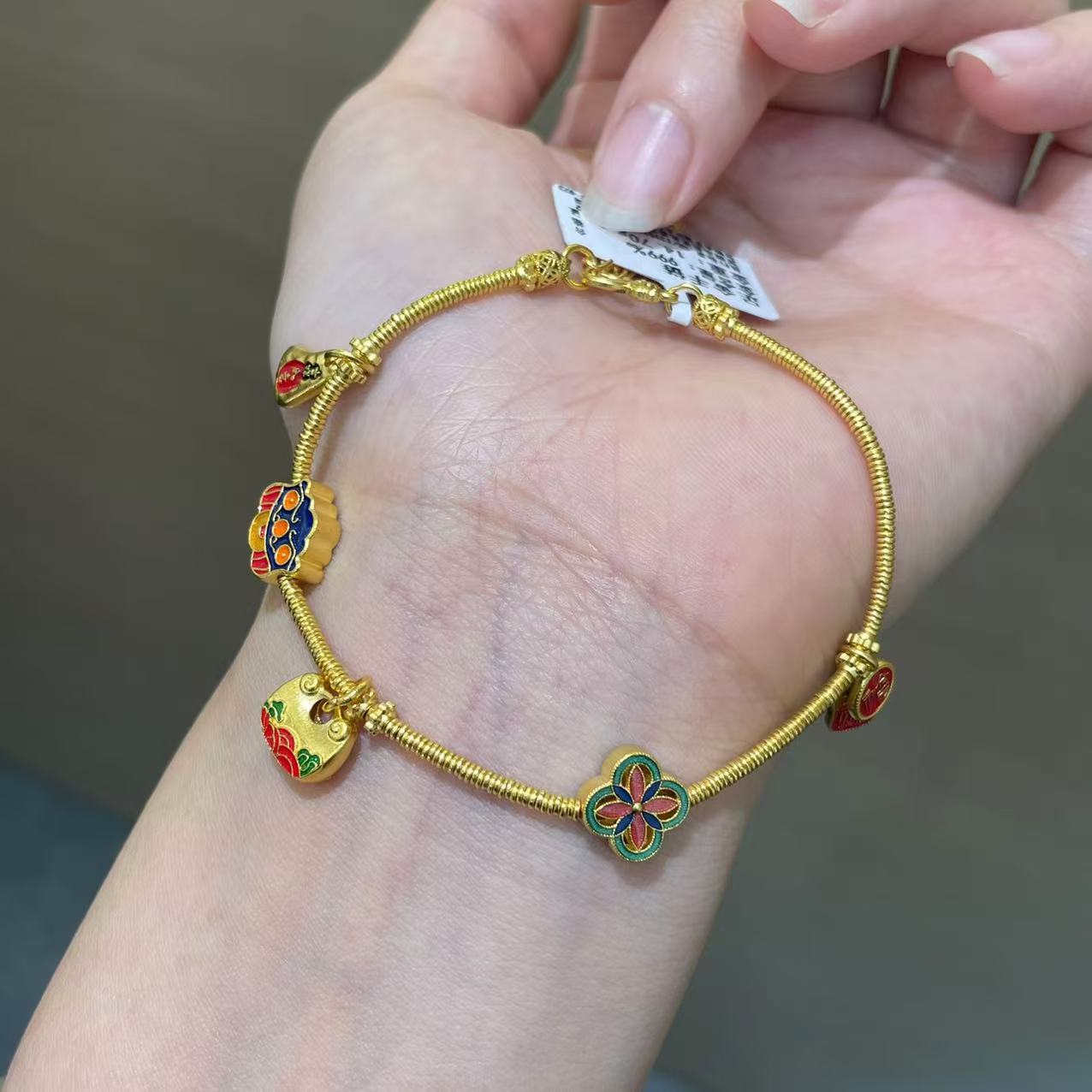 【菠萝珠宝】足金999 招财 醒狮 福袋手串 金重：14.7克