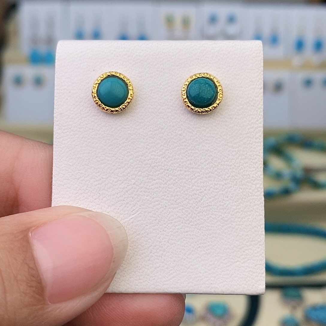 银S925镶嵌绿松石耳饰