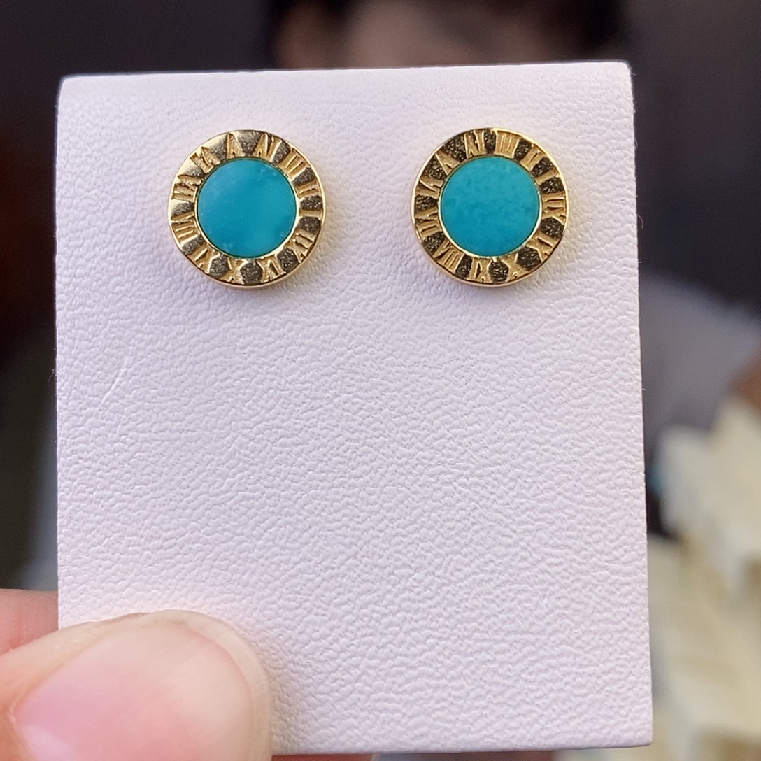 绿松石耳饰银S925镶嵌