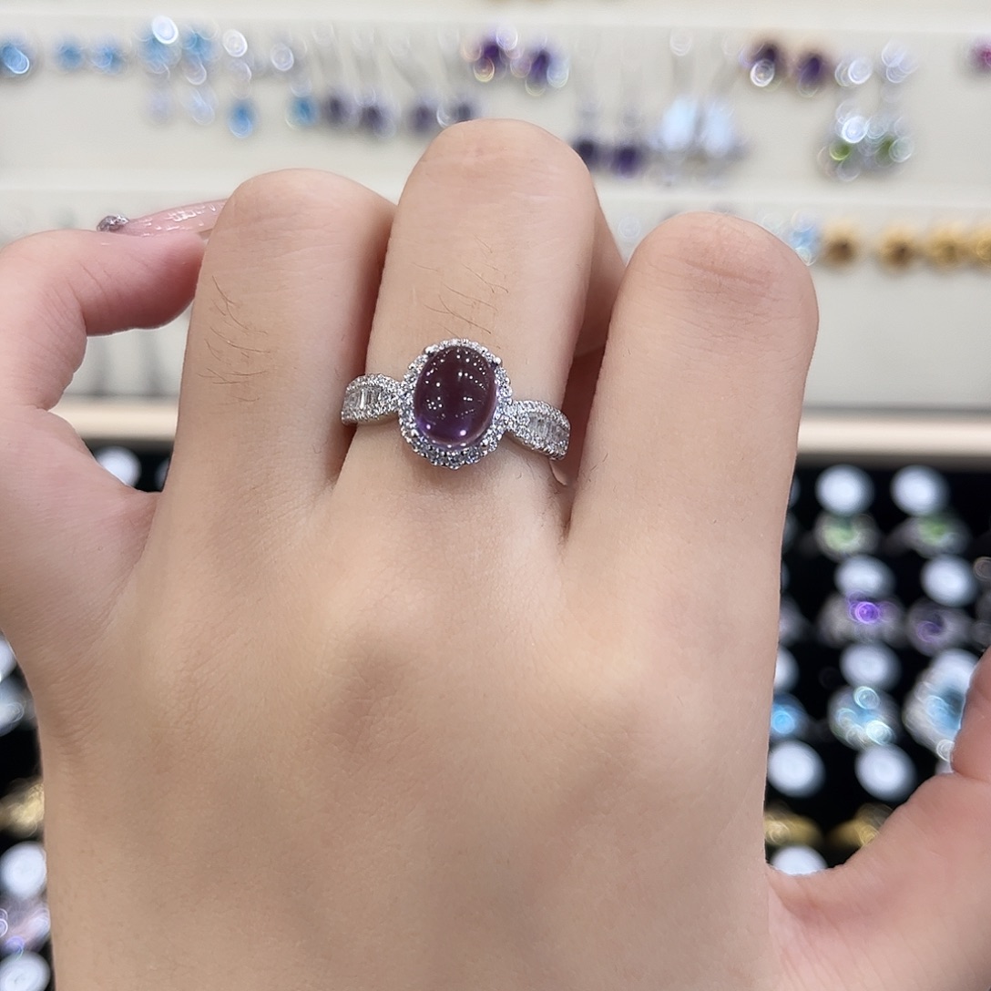 @***一银S925镶嵌戒指紫晶