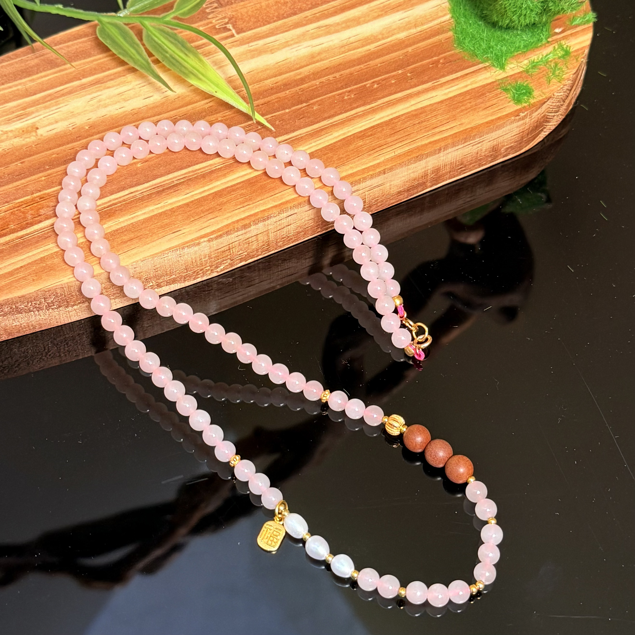 和田玉藕粉设计款老山檀古风珠链5mm百搭万能链55cm多圈手串手链