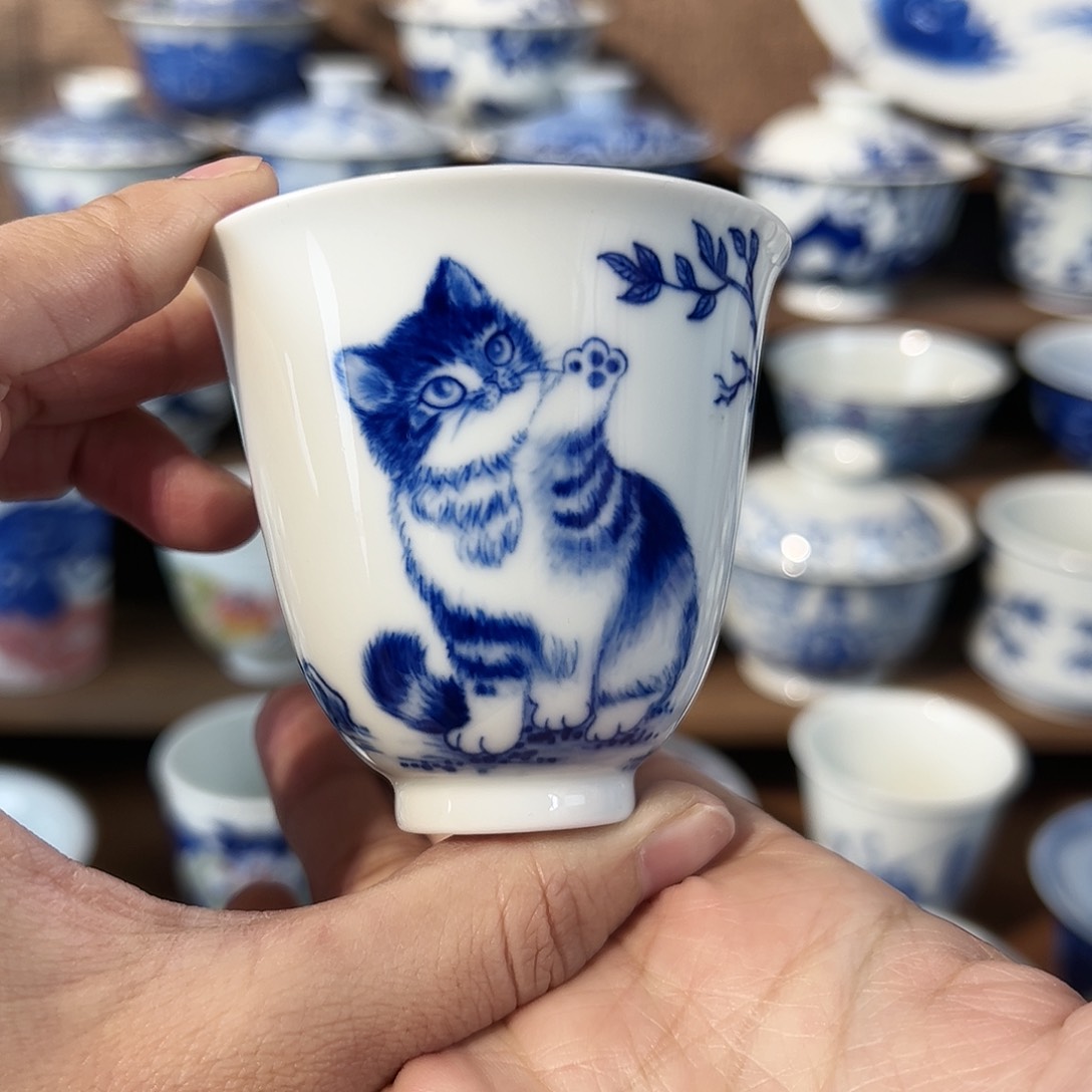 泥藝瓷梦猫咪闻香杯