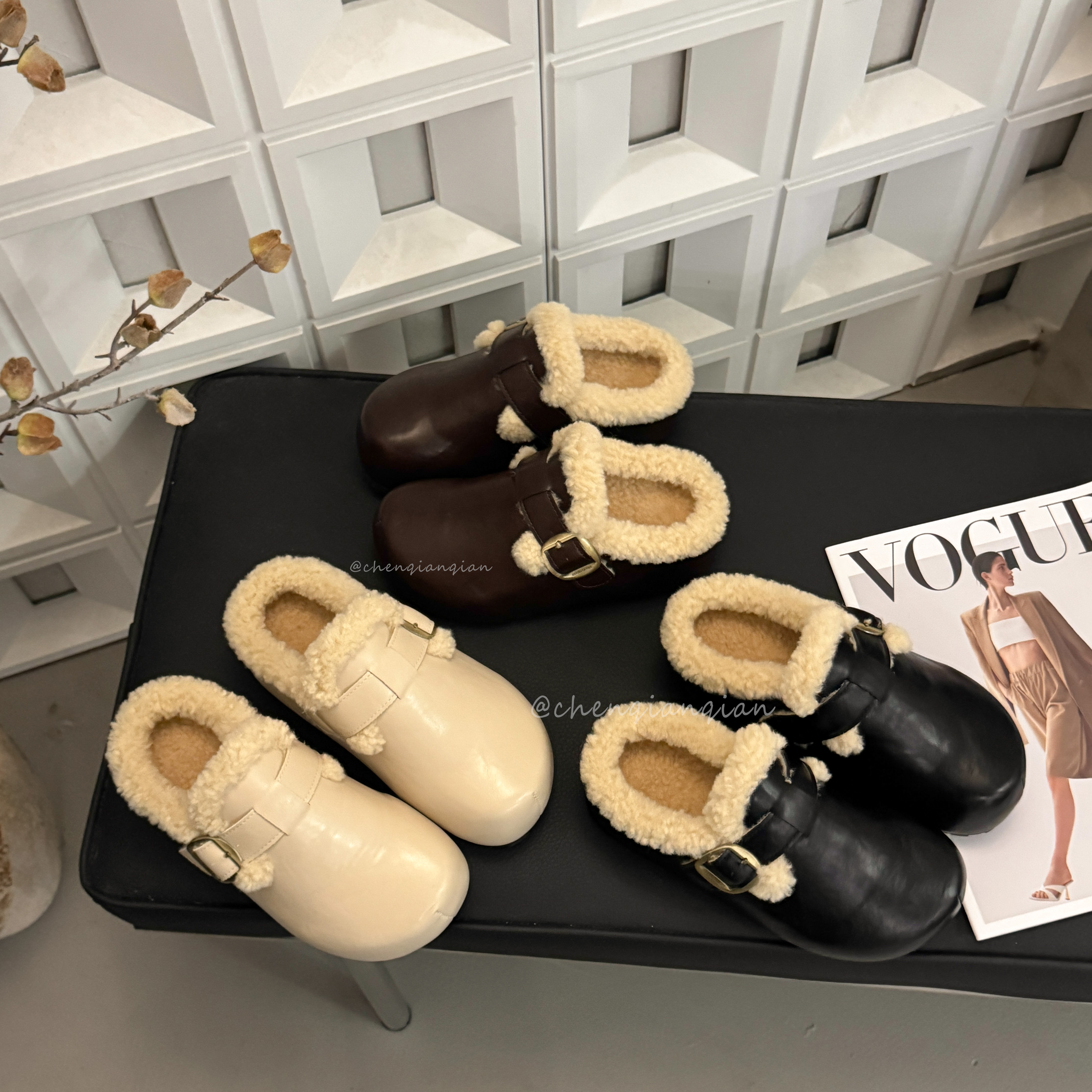 复古防滑厚底半包勃肯女2025秋冬新款外穿加绒加厚保暖内增高棉鞋