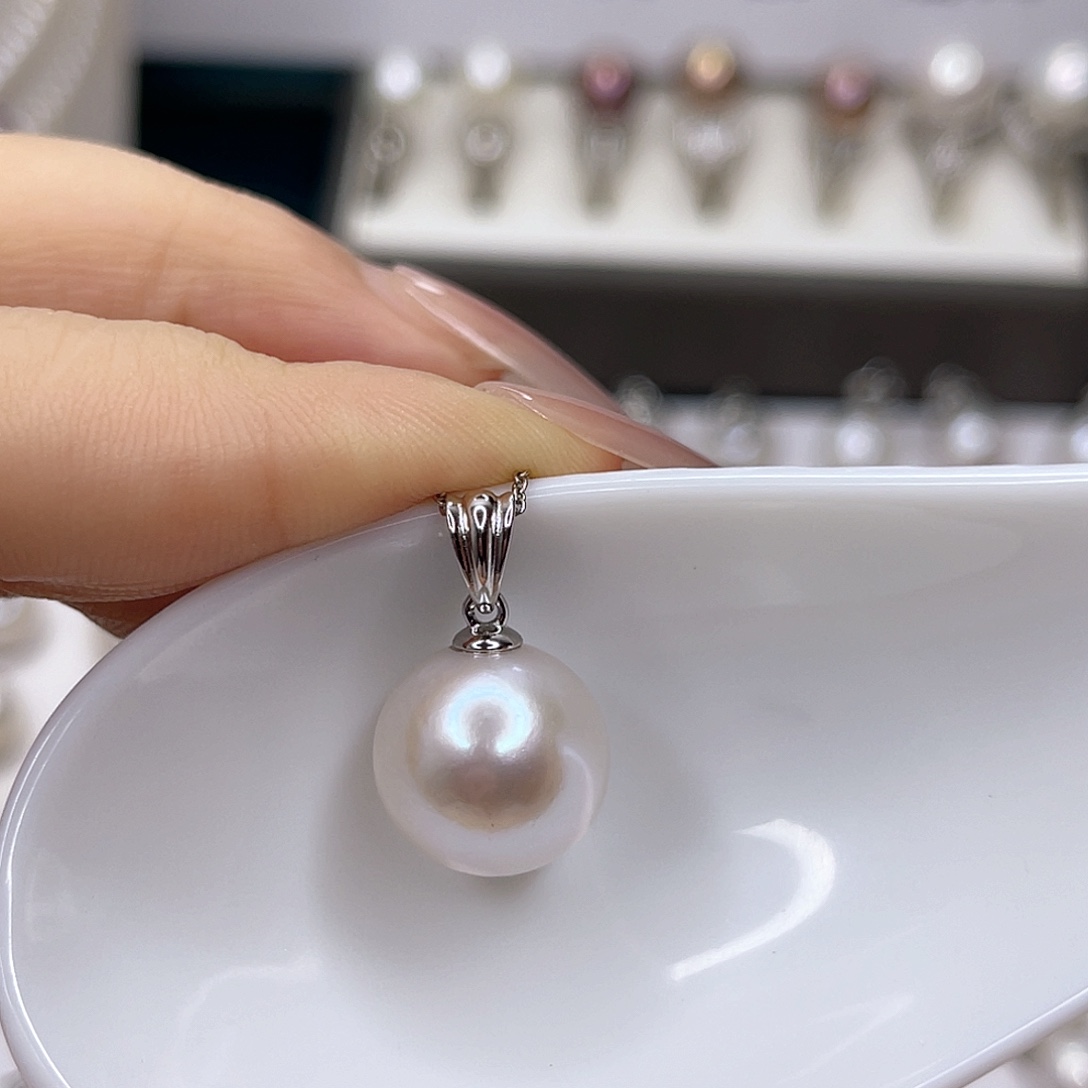 淡水珍珠银S925镶嵌吊坠(不含链)