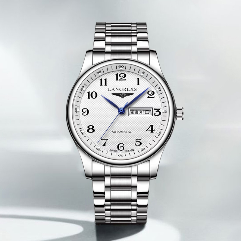 【尊珀专属】名将双日历-经典时尚都市简约男士钢带腕表