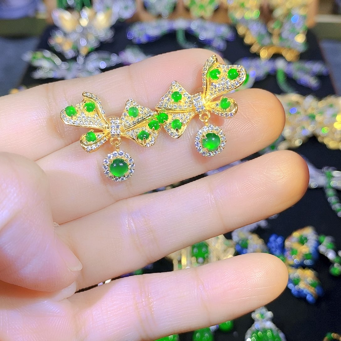 吊坠(不含链)银S925镶嵌翡翠