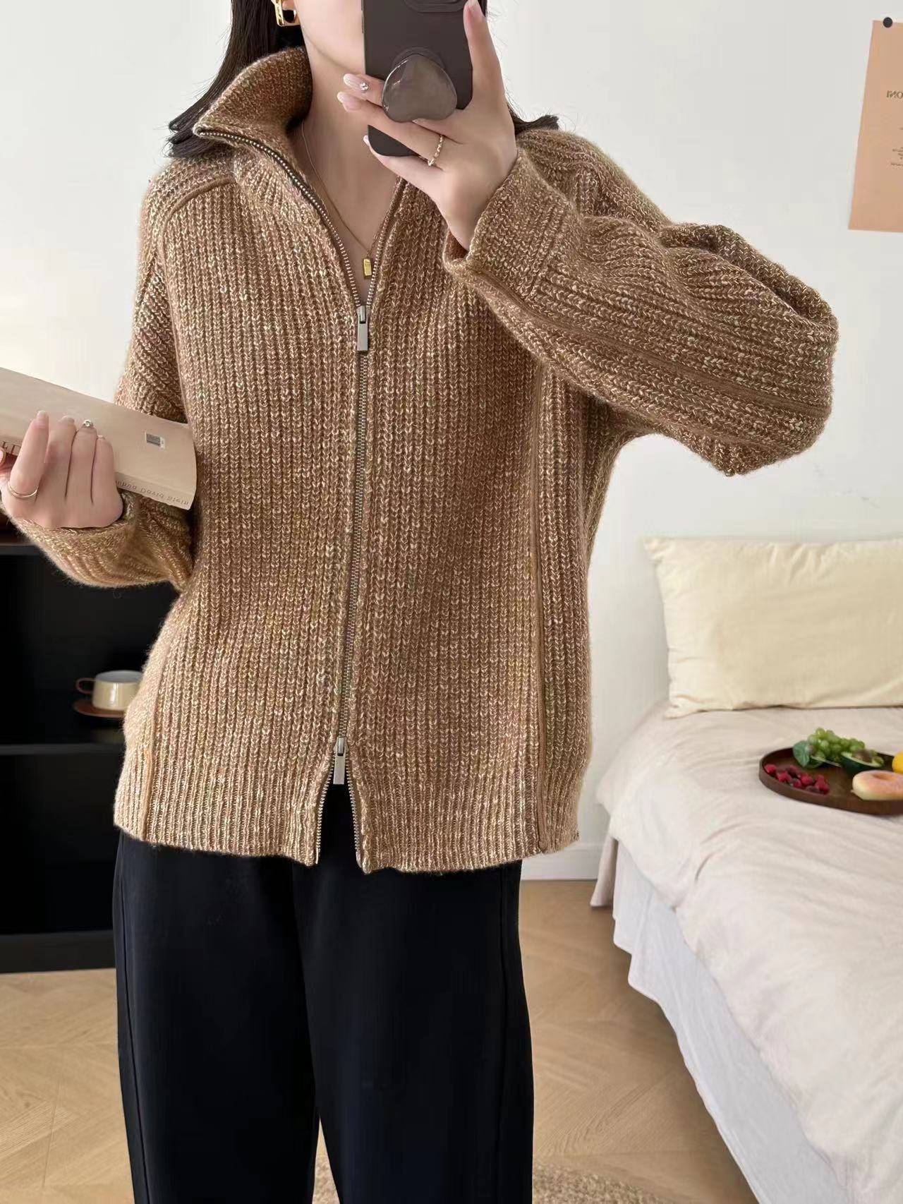 BC同款100羊绒花式气质时尚休闲百搭连帽宽松开衫-1881大豆纱除外