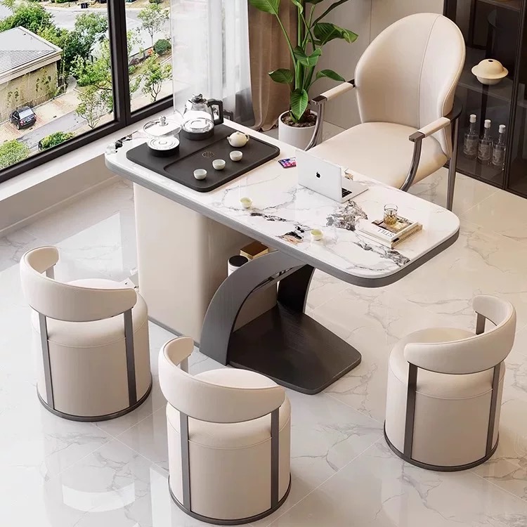 阳台泡茶桌客厅一米茶台岩板茶桌椅组合办公家用泡茶一体小型茶几