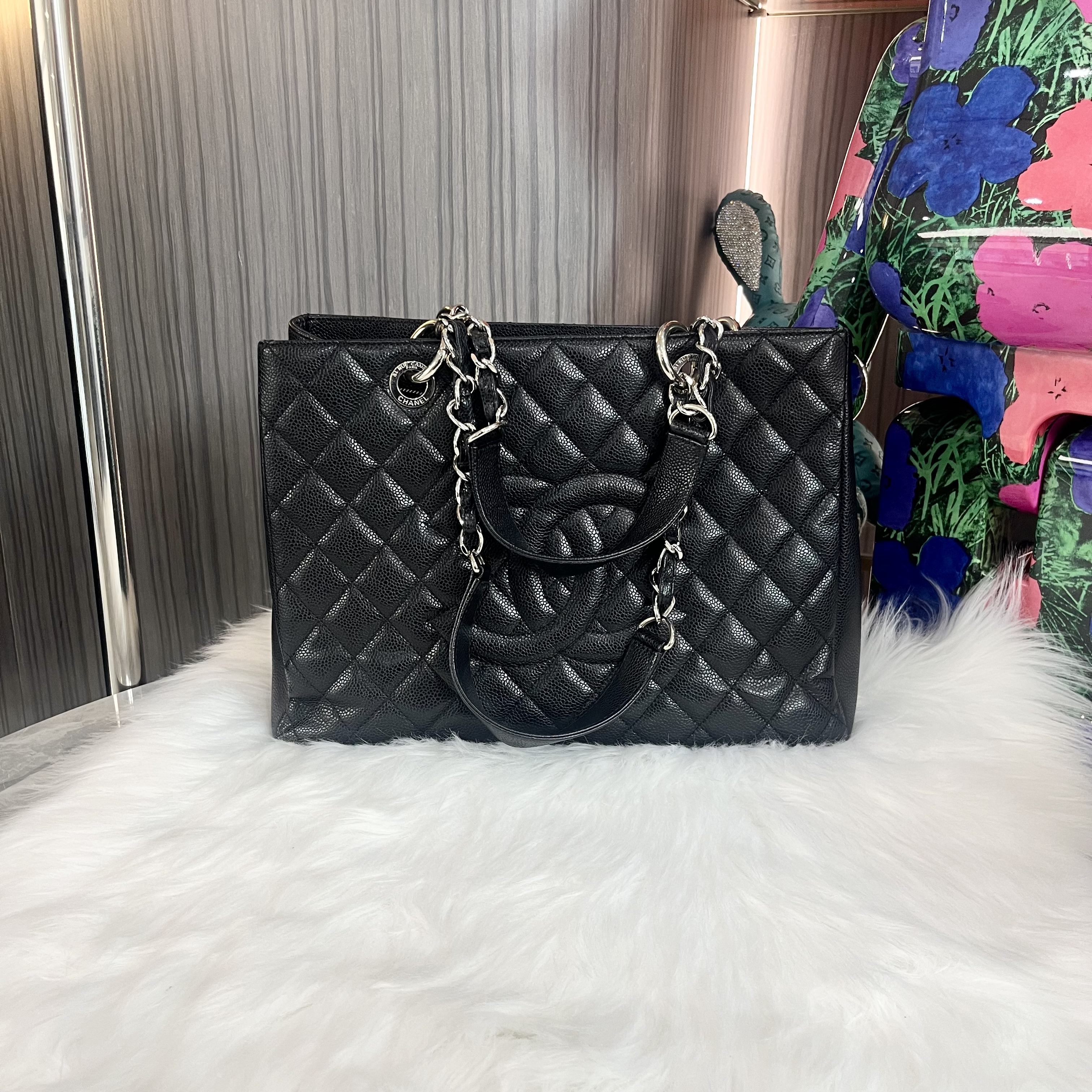 95新 Chanel/香奈儿 【辛河奢品】香奈儿 黑银gst手提单肩包01